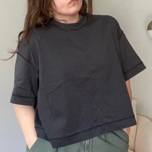 Boxy Contrast-Stitch Oversized T-Shirt